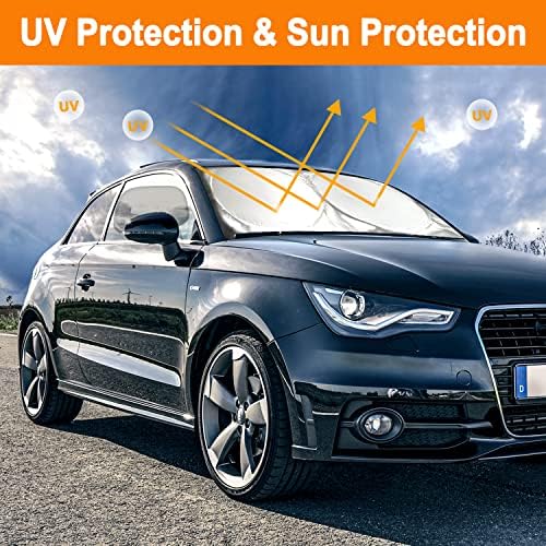 צל שמש קדמית של Peyou Car עם 2 גווני חלונות מכוניות | מגן השמש הרפלקטיבי לרוב לרוב משאית SUV SUV | חוסם קרני UV ושומר על